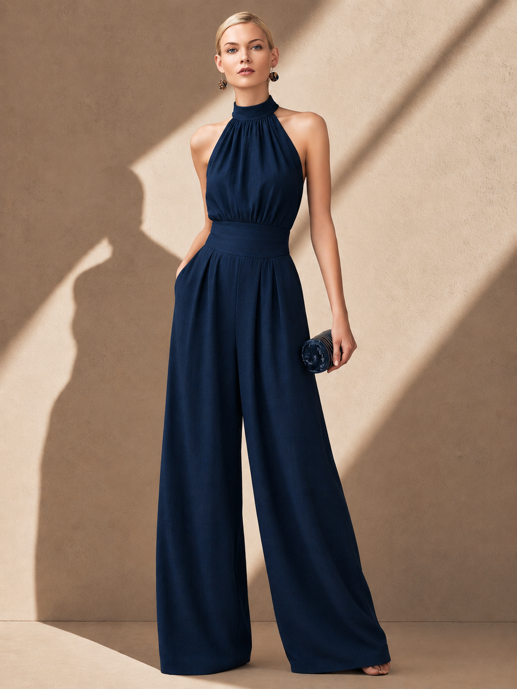 Montserrat | Conjunto Palazzo de Lino y Blusa Halter Mujer Estampado