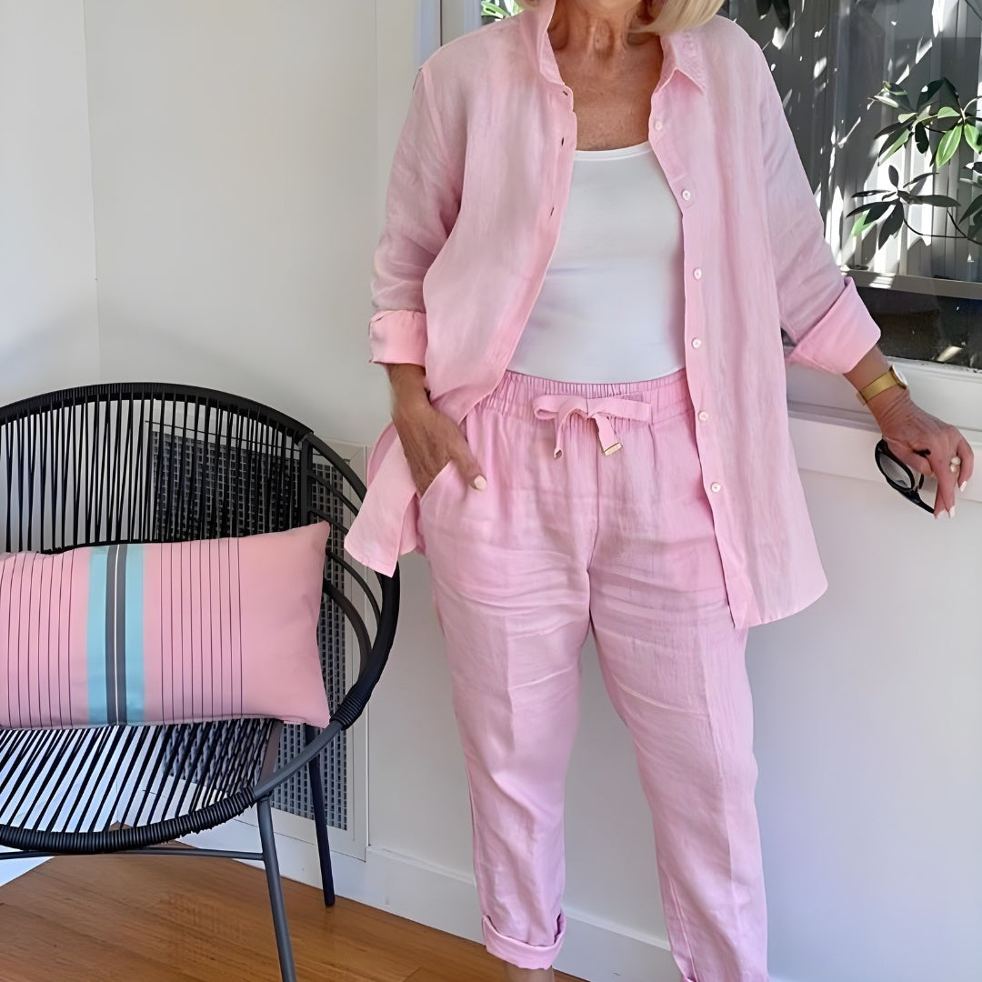 Ariadna | Conjunto Camisa y Pantalón de Lino Mujer Manga Larga