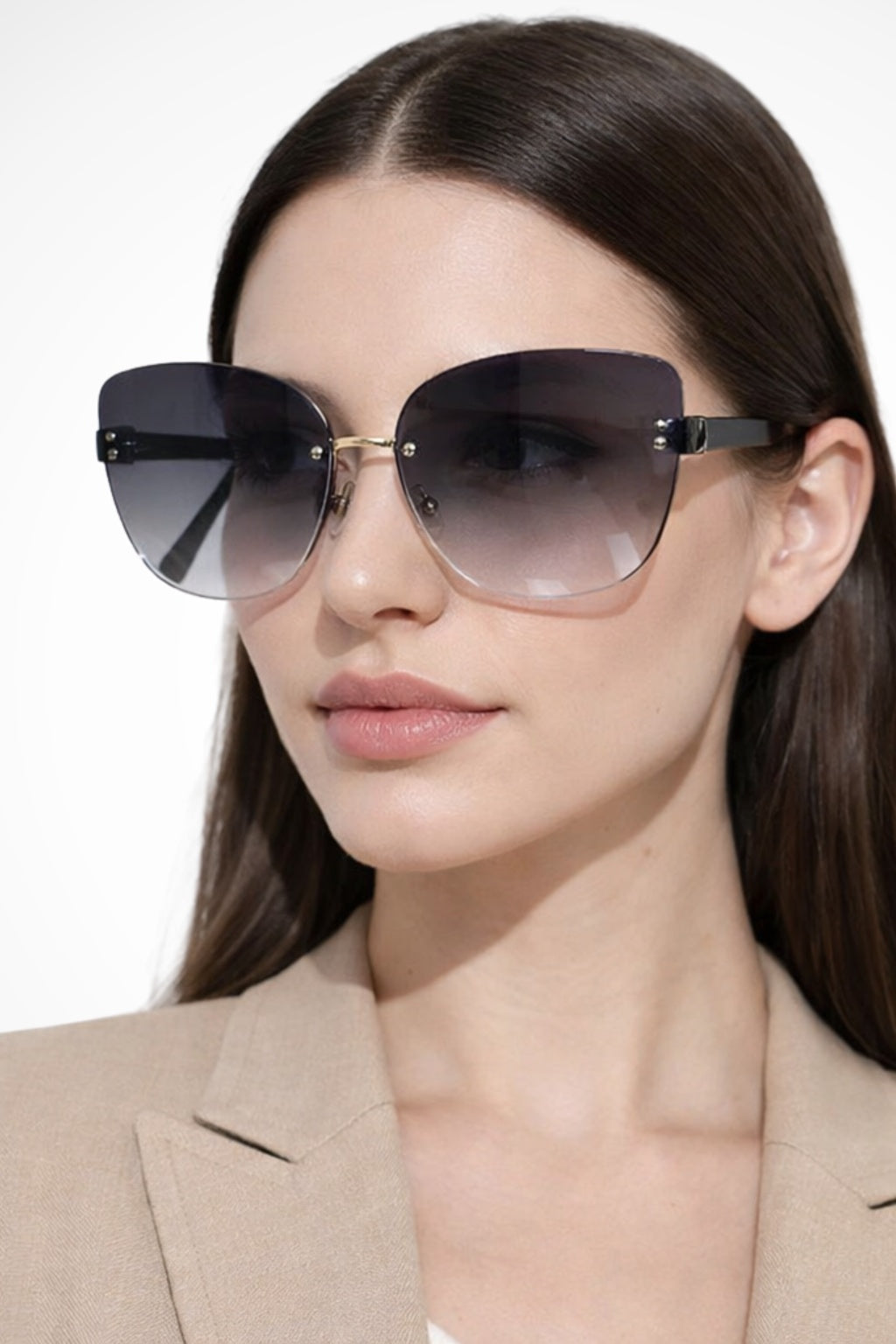 Paloma | Gafas de Sol Sin Montura Estilo Gato Mujer Lente Degradada