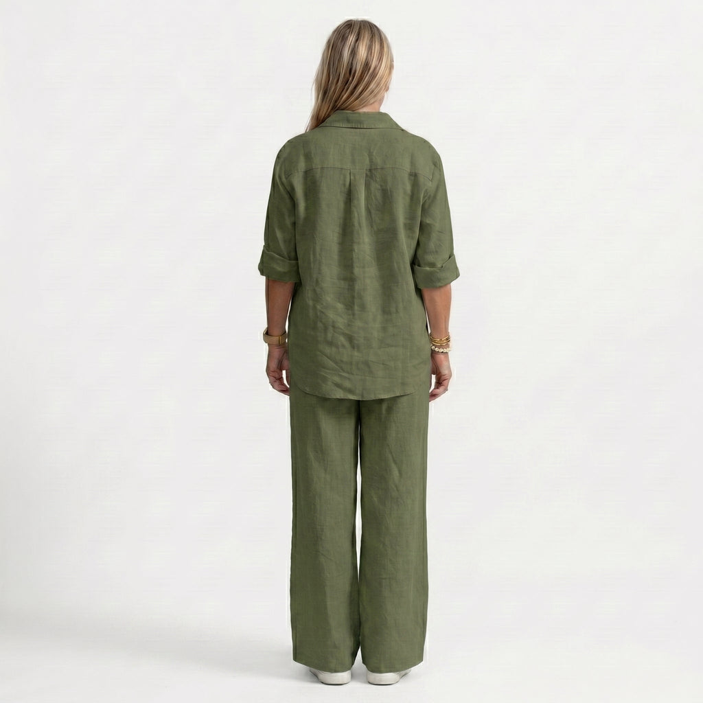 Lorena | Conjunto de Lino Elegante Mujer Camisa y Pantalón